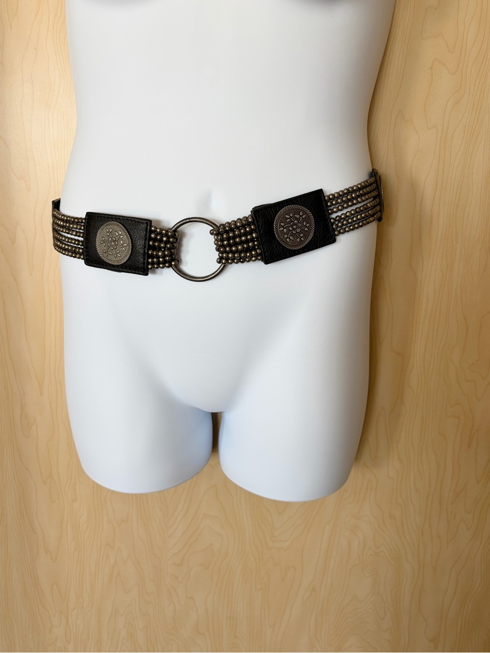 Urban Outfitters Silence & Noise Black Beaded Ring Waist Belt Size M/L
